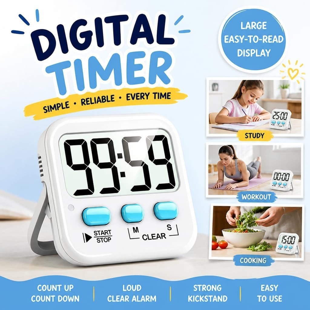 Antonki Digital Timer 2 Pack for Kids Classroom Kitchen Cooking