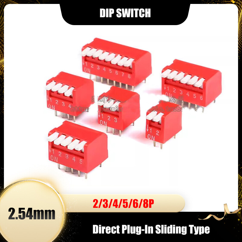 DIP Switch 2/3/4/5/6/8 Positions 2.54mm Pitch For Circuit Breadboards PCB Red