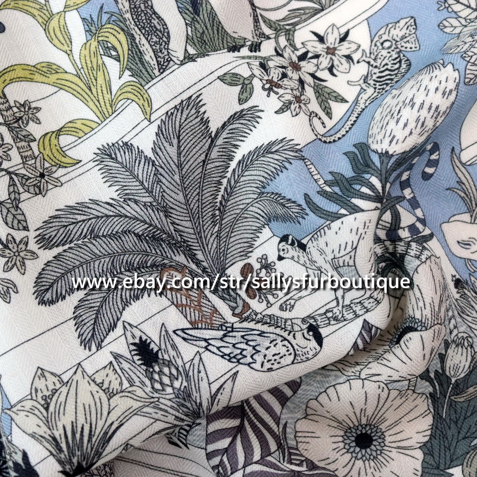 Sallys 70% Cashmere & 30% Silk Flowers Print Double Face Collar Neck Scarf 26"