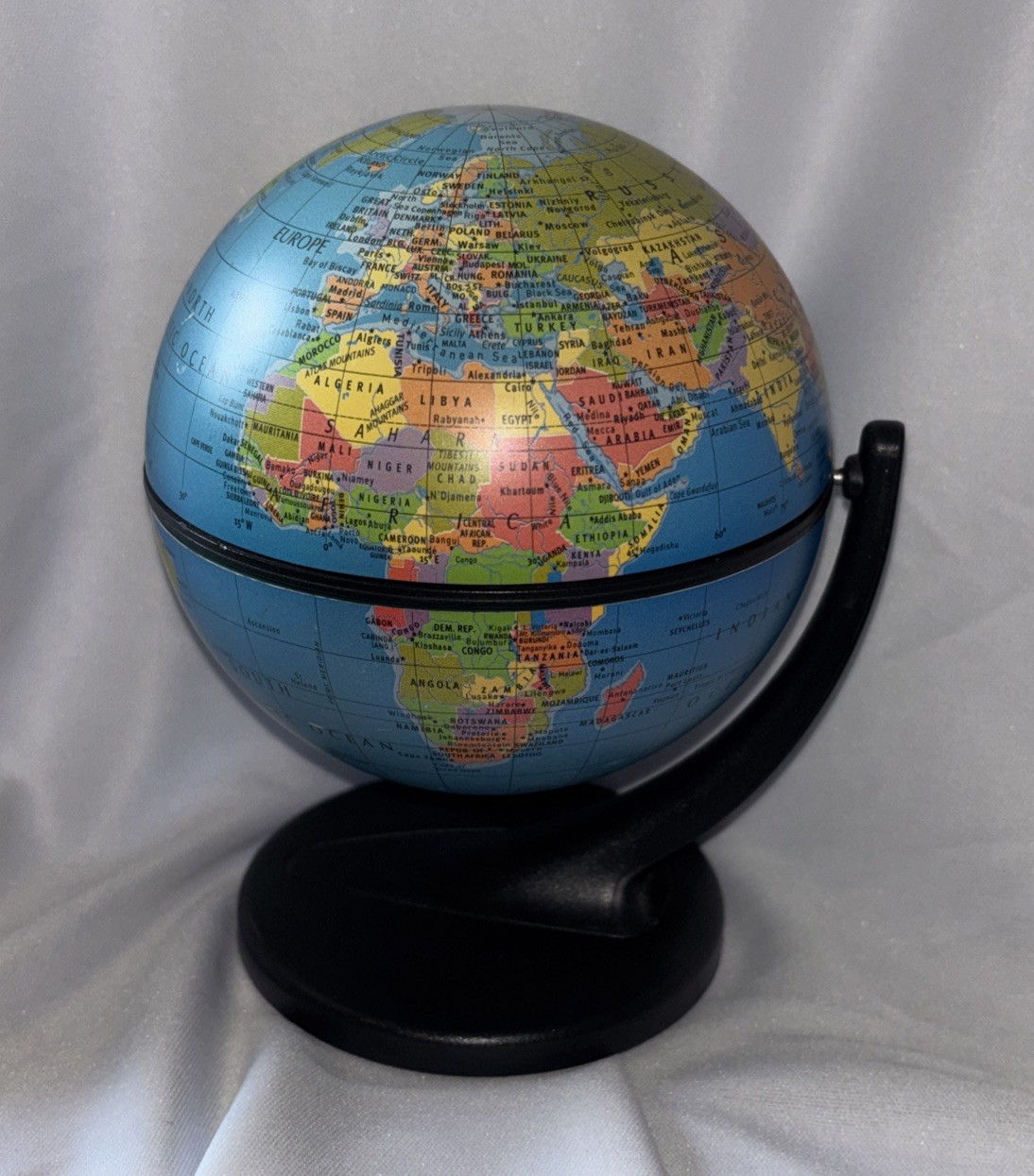 Desktop Rotating Replogle World Globe 6” x 4" Dual Direction Spin