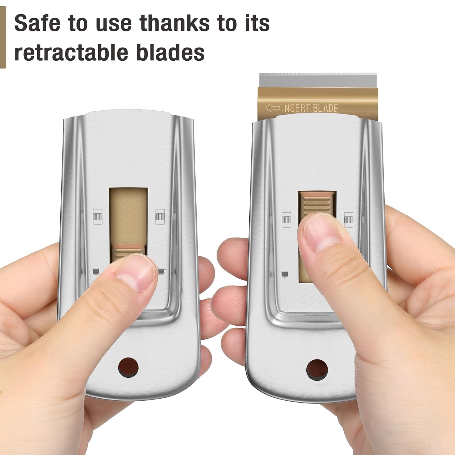 Metal Razor Blade Scraper, 2 Pack, 30 Extra Blades, Scraper for Cleaning, Glass