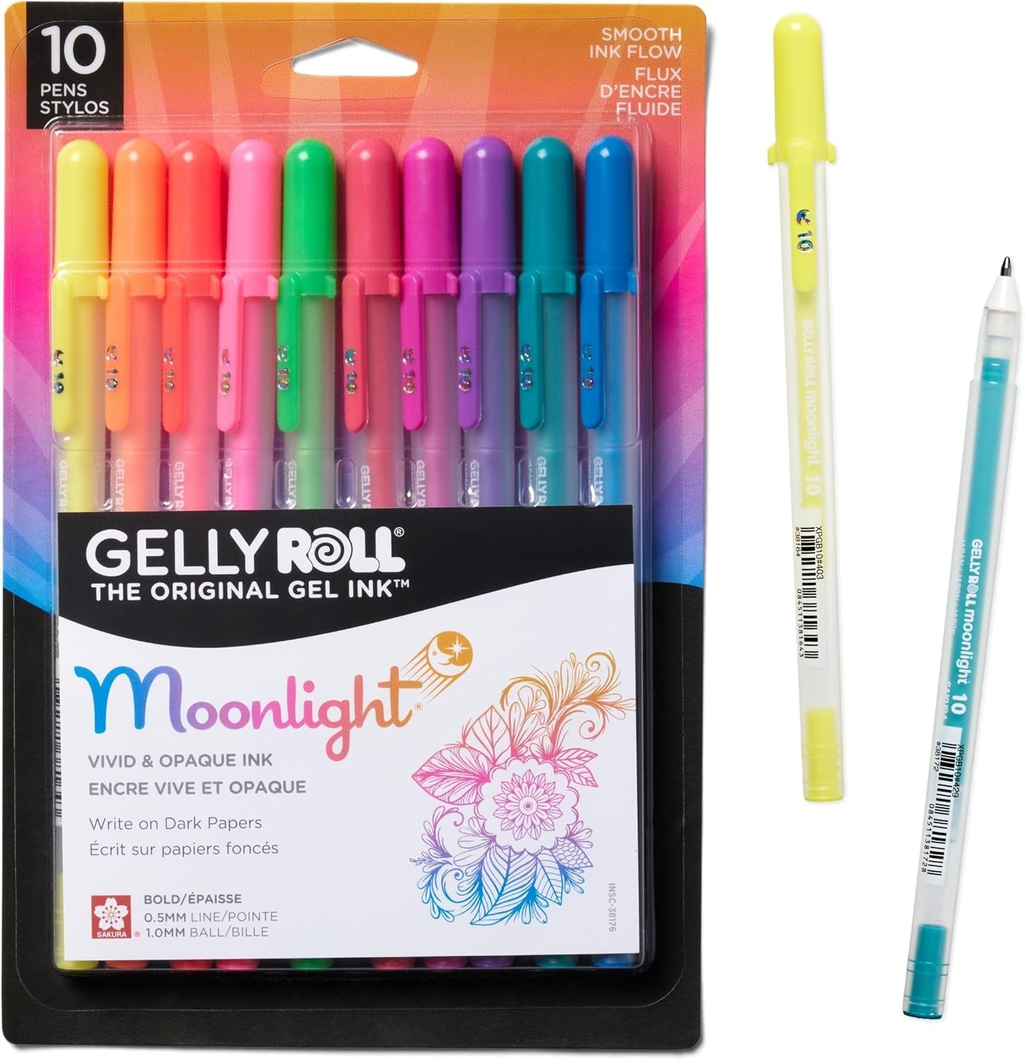 SAKURA Gelly Roll Moonlight Gel Pen Set, Bold Tip, Opaque Colors, 10 PK 38176