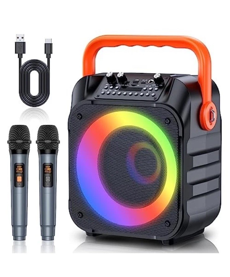 MOYLEAF Karaoke Machine with Wireless Microphones HHCC-A9 - Black/Orange