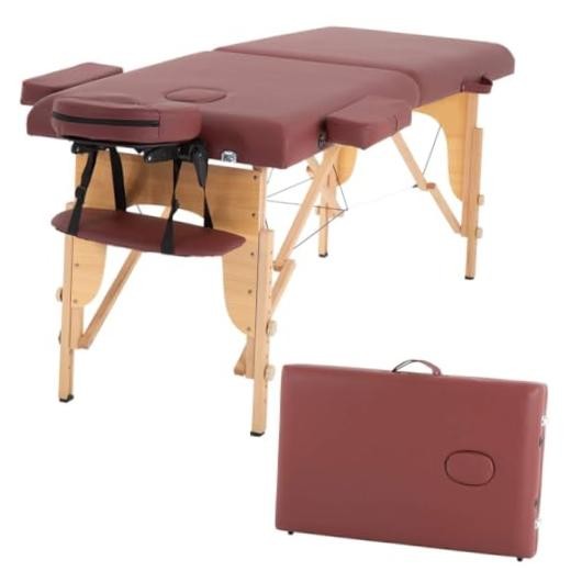 Massage Bed Portable Massage Table Lash Bed Height 24 Inch Wide Burgundy