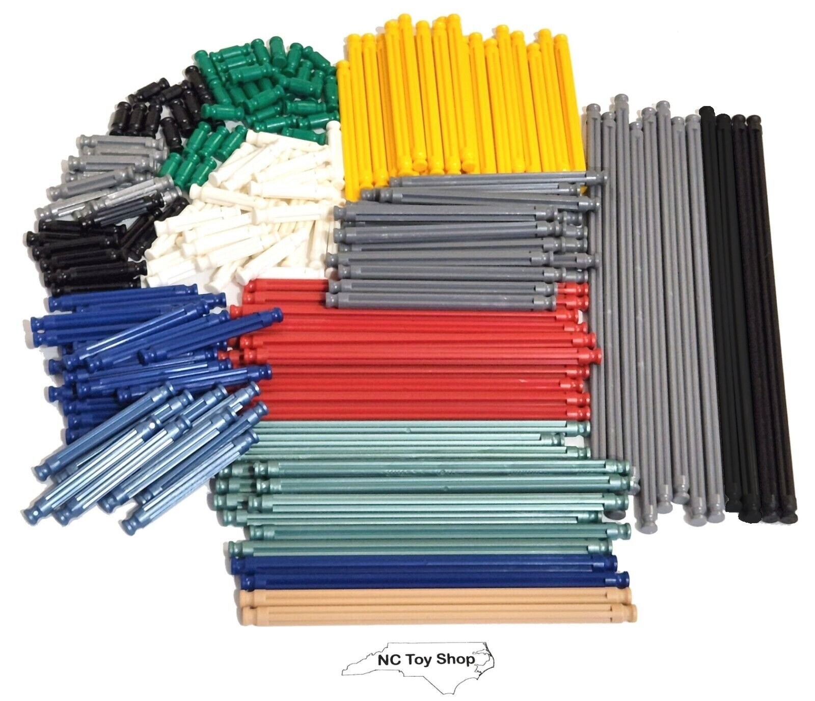 200 KNEX RODS Mixed Standard Replacement Parts Yellow Red Gray Black Tan K'NEX
