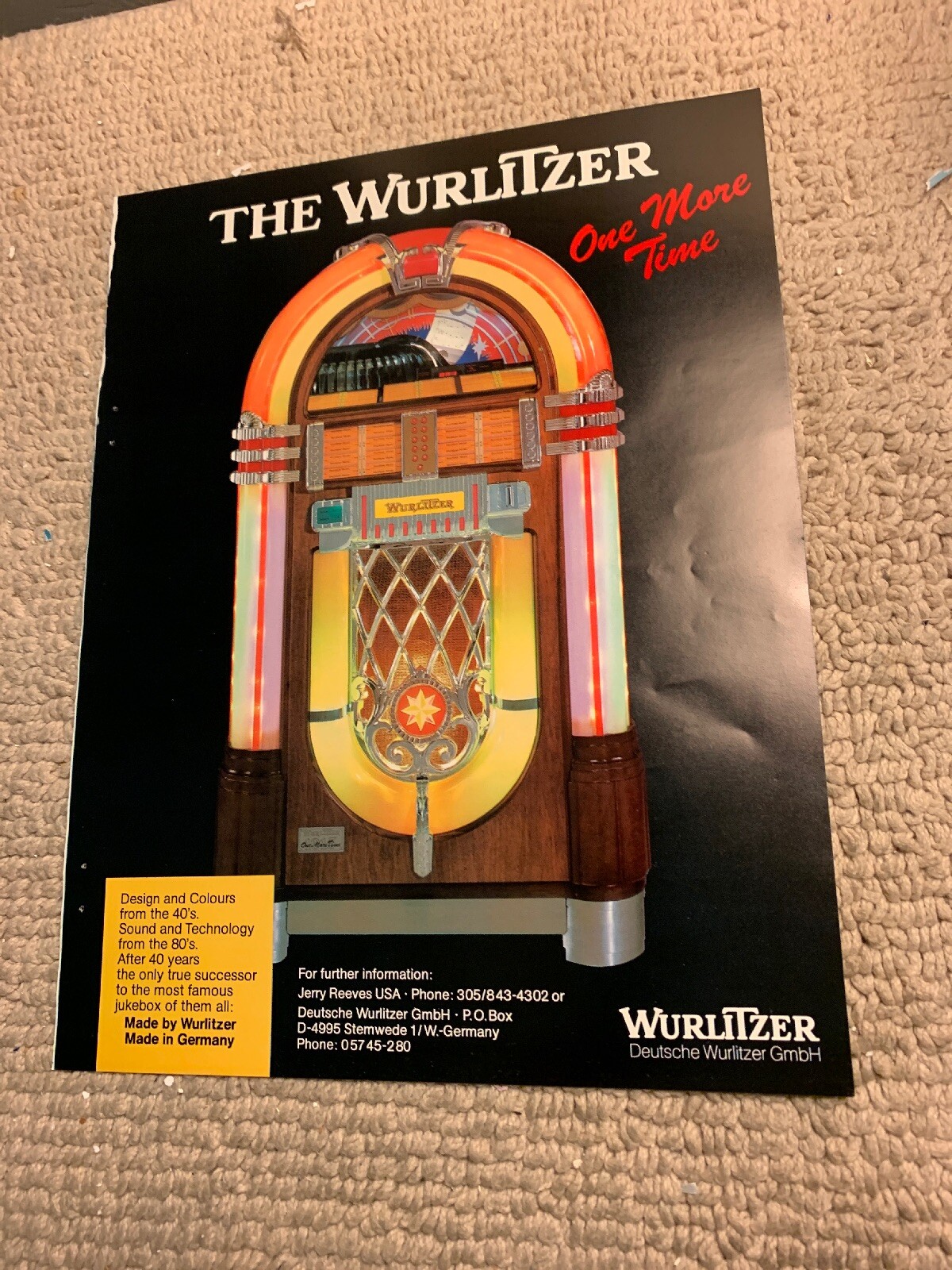 11-8 1/4”  Wurlitzer One more time Gmbh jukebox FLYER