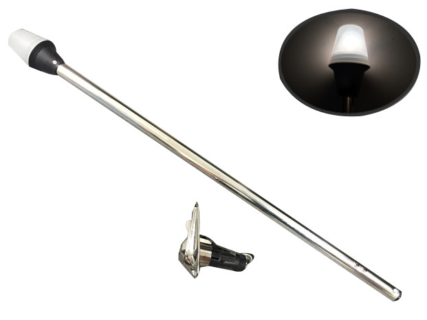 Pactrade Navigation All Round Warm White Stern Light 24'',  2-Prong Chrome Base