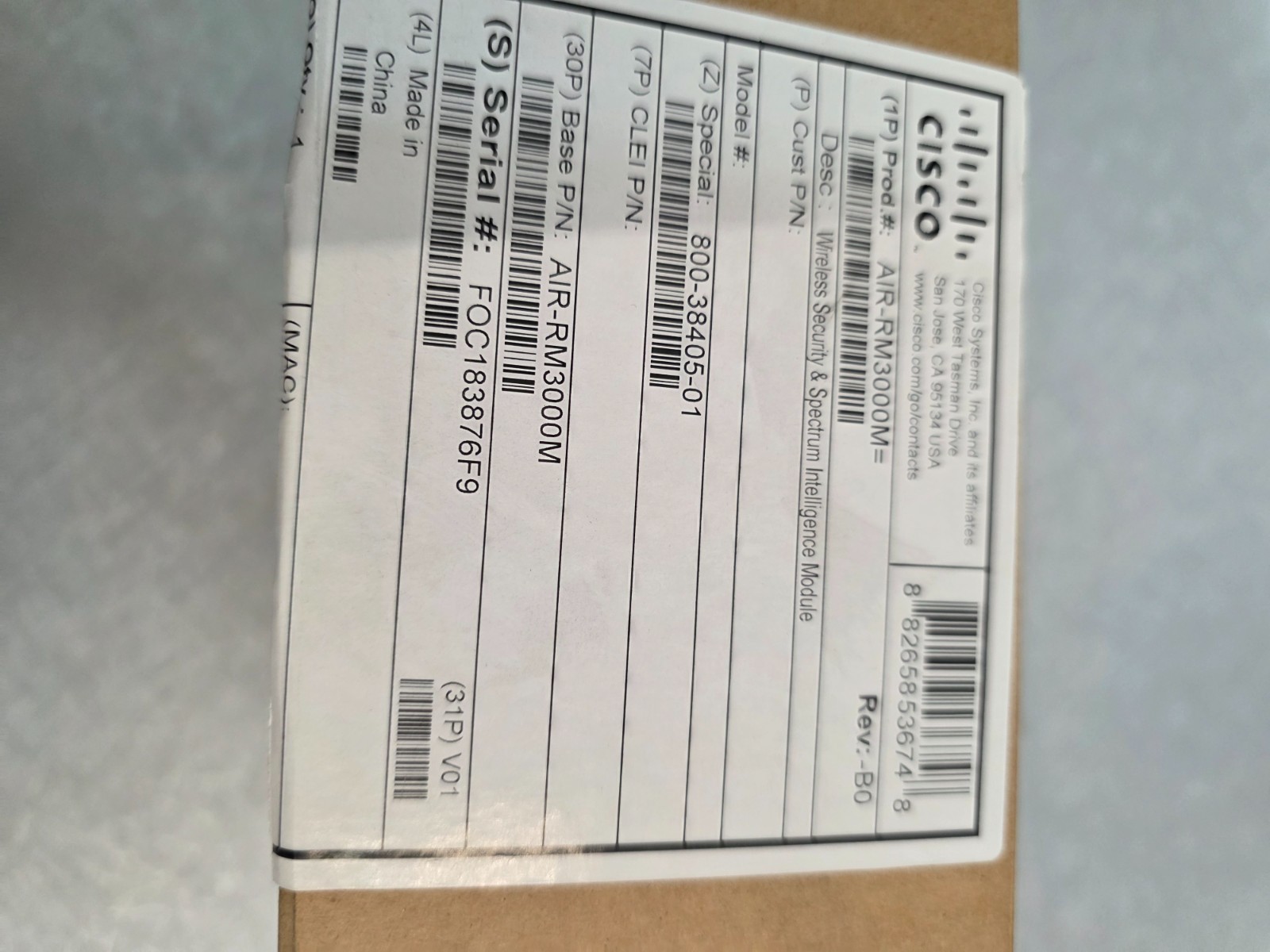 CISCO AIR-RM3000M WIRELESS SECURITY SPECTRUM INTELLIGENCE MODULE