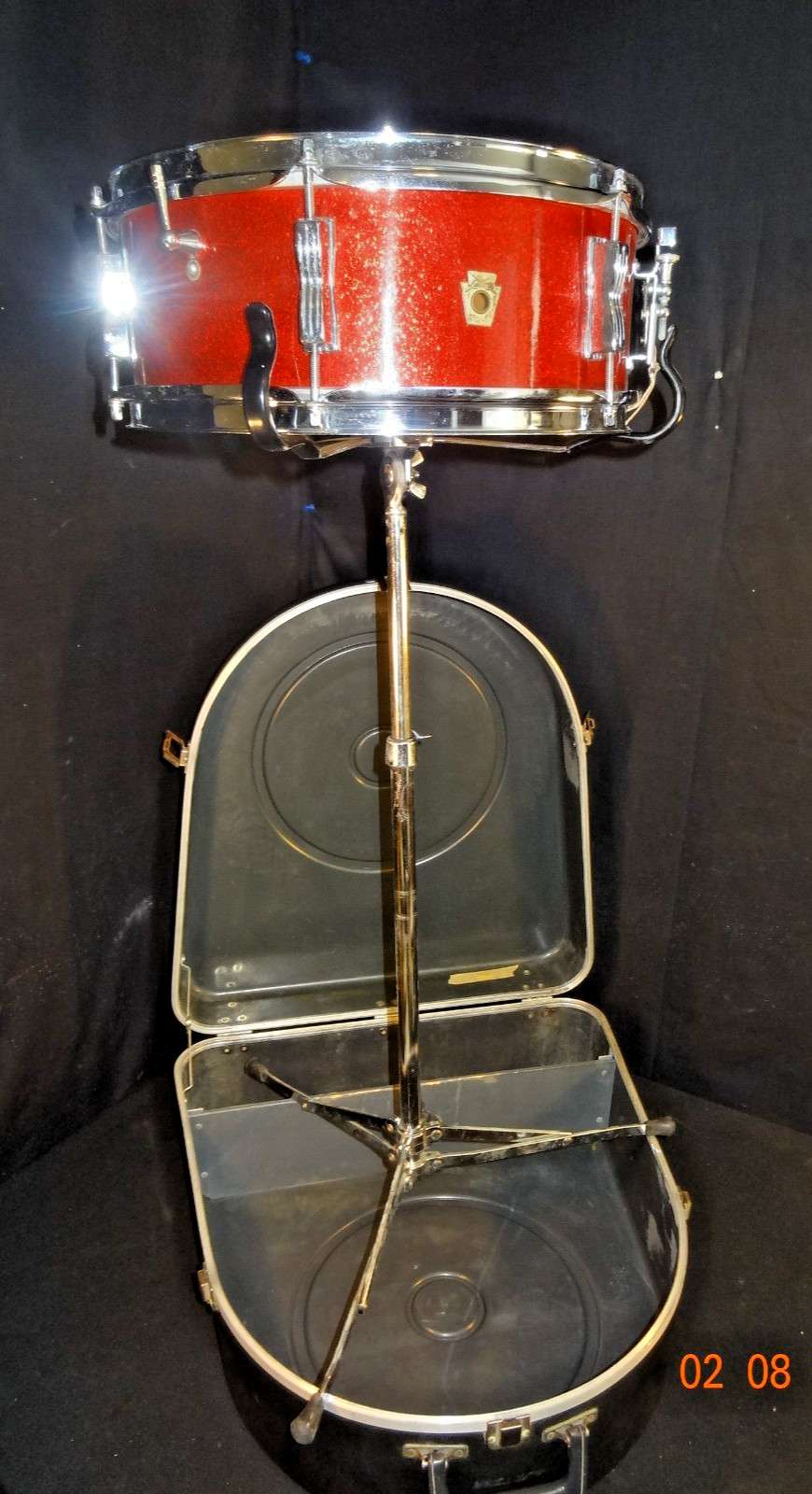 Ludwig 5x14  Snare Drum Red Sparkle Pearl Keystone SN 406926