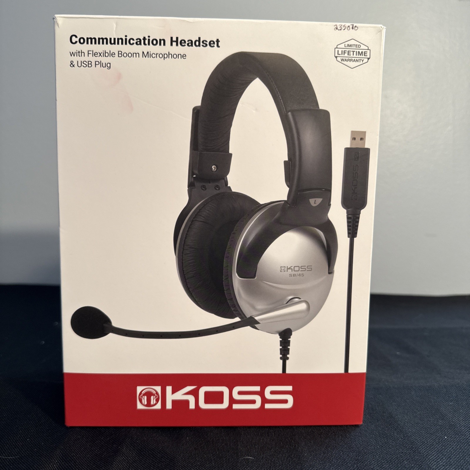 NIB Koss SB-45 Over Ear Headset for Gaming Communication USB Plug Flexible Boom