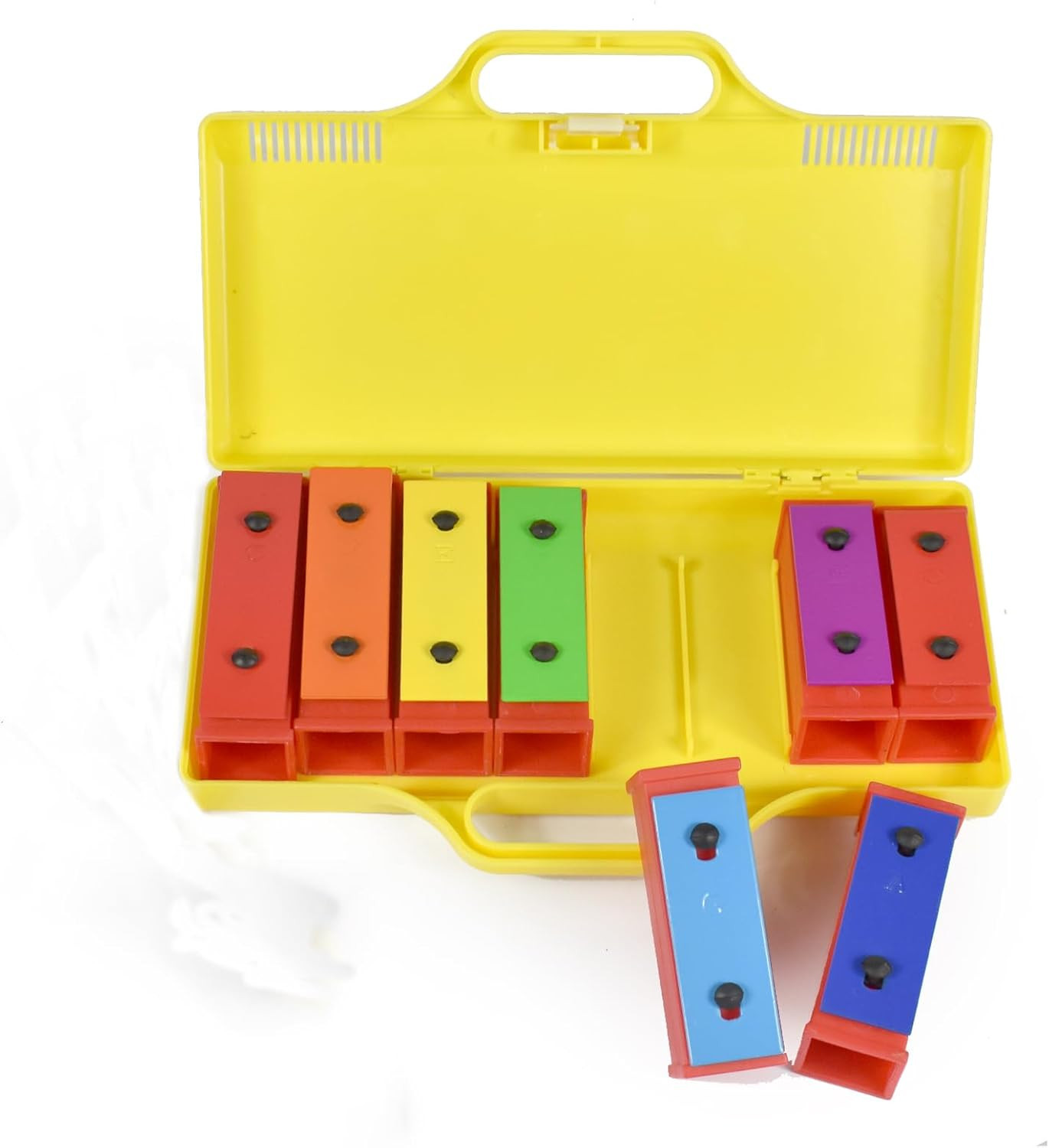8 Notes Chromatic Xylophone Glockenspiel Resonator Bells with Yellow Case