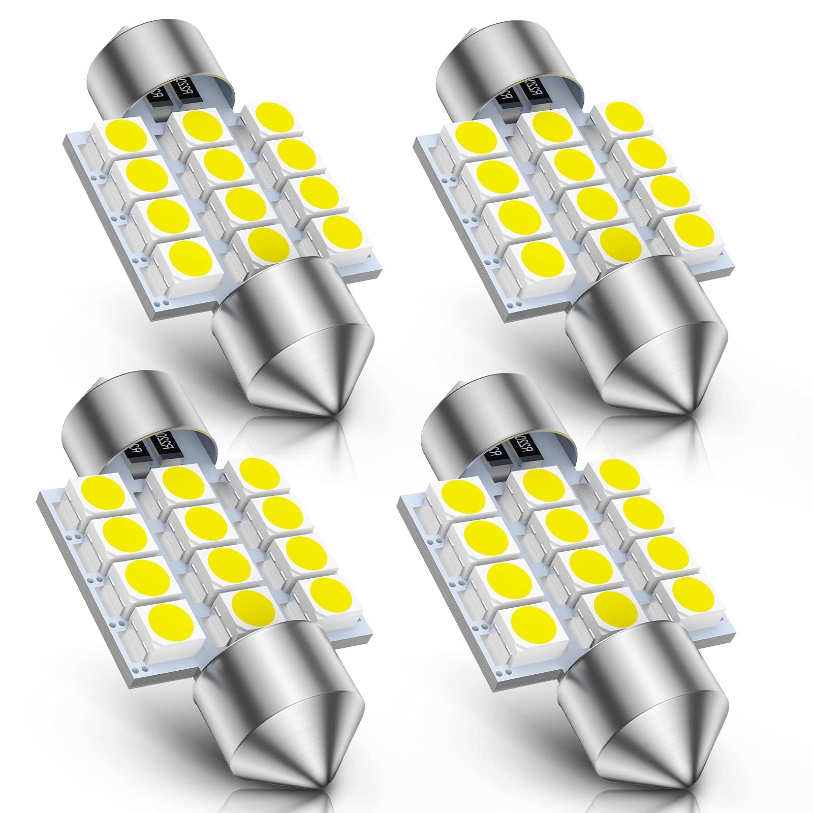 4 Pack DE3175 31mm LED Interior Dome Light Map Bulb Door Courtesy White