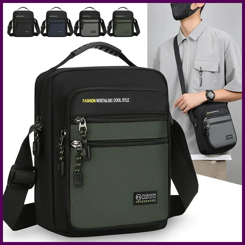 Bolso de Hombro Oxford para Hombre – Gran Capacidad, Crossbody con Múltiples