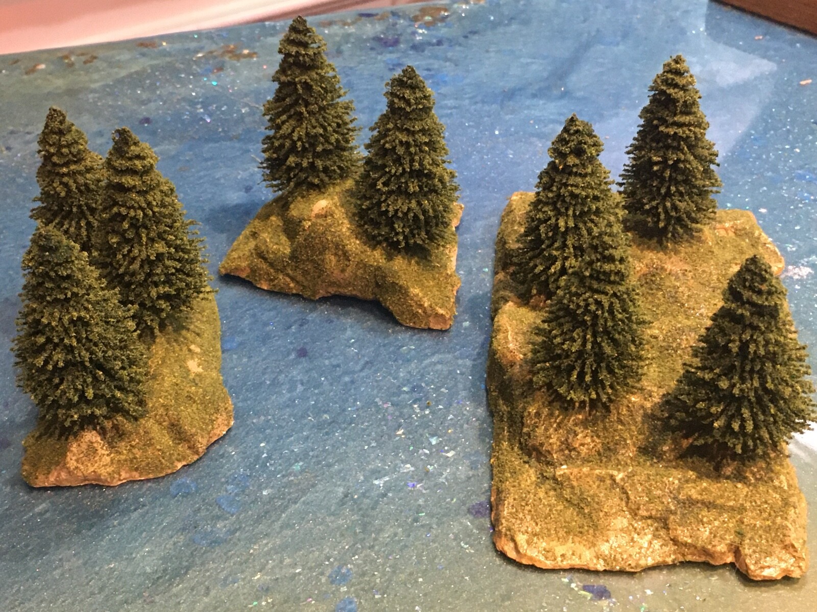 N,HO Scale Layout Scenic Diorama Accessories , 3X Hills w/9 Trees ,New