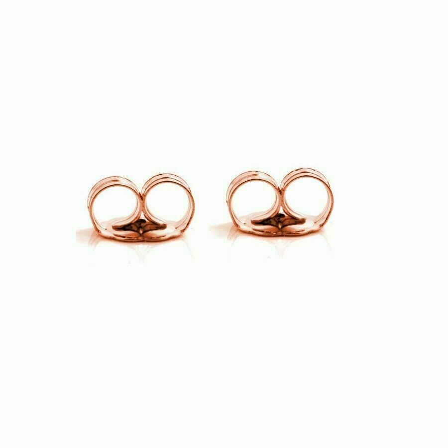 New Pair Solid 14K Rose Gold Earrings Pushbacks 3mm Butterfly