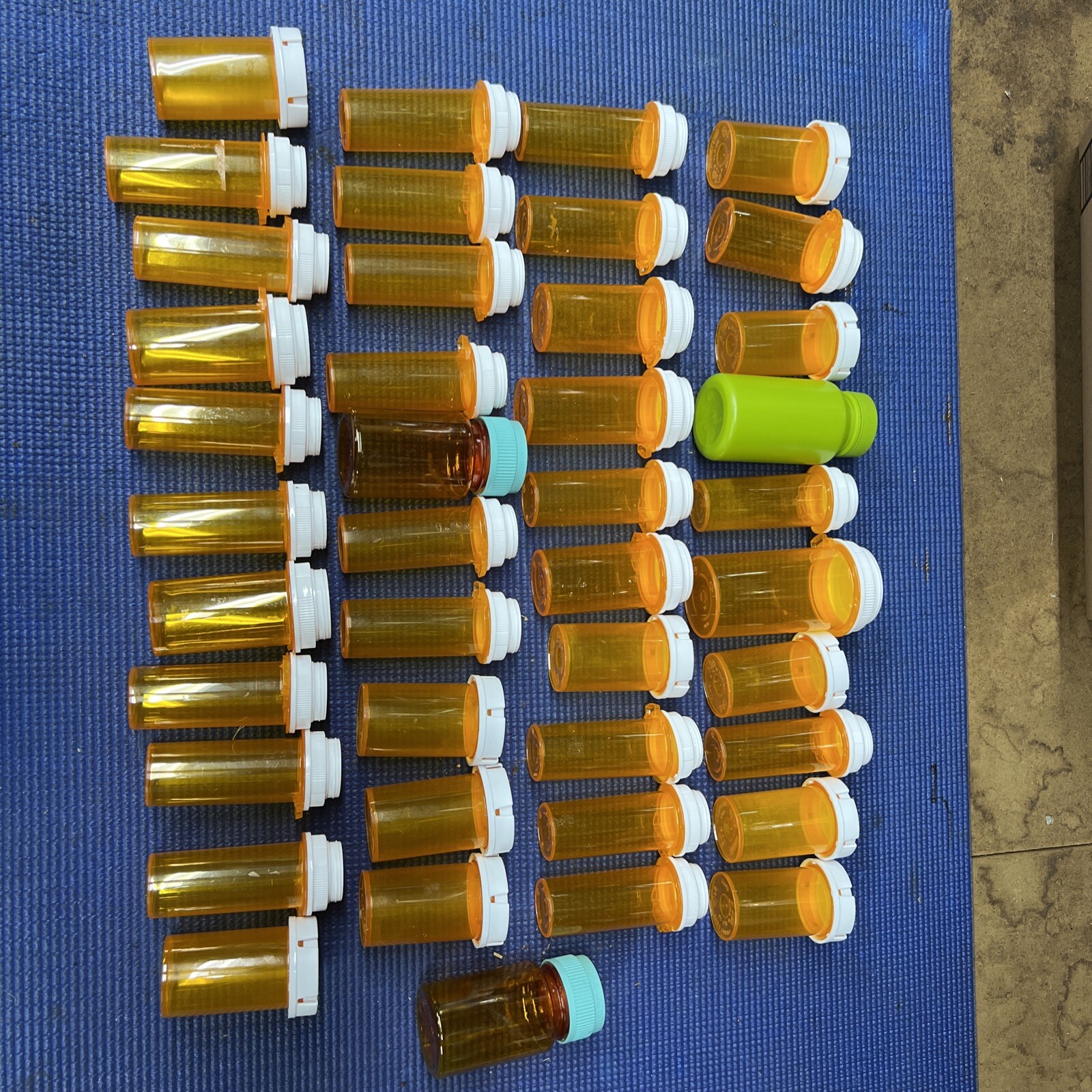 Lot Of 42 Empty Amber Prescription Rx Pill Bottles Fishing Storage Geocaching