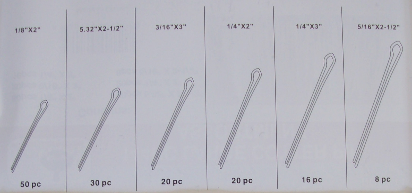 144pc GOLIATH INDUSTRIAL LONG COTTER PIN ASSORTMENT LCP144 SET EXTRA LARGE CLIP