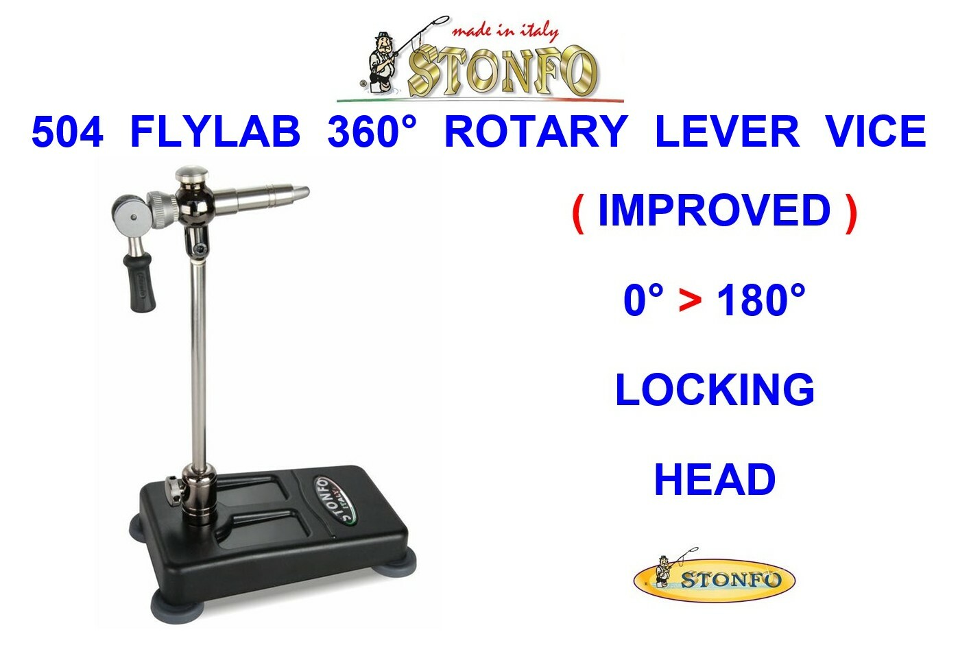 2026 STONFO S-504 FLYLAB 360° ROTARY LEVER BASE VICE FOR FLY TYING TROUT FLIES