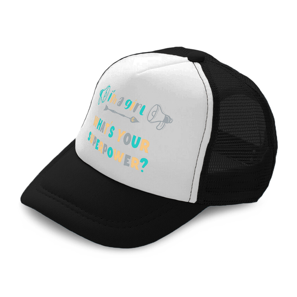 Kids Trucker Hat Girl What Is Superpower Megaphone Boys Caps & Girls Caps