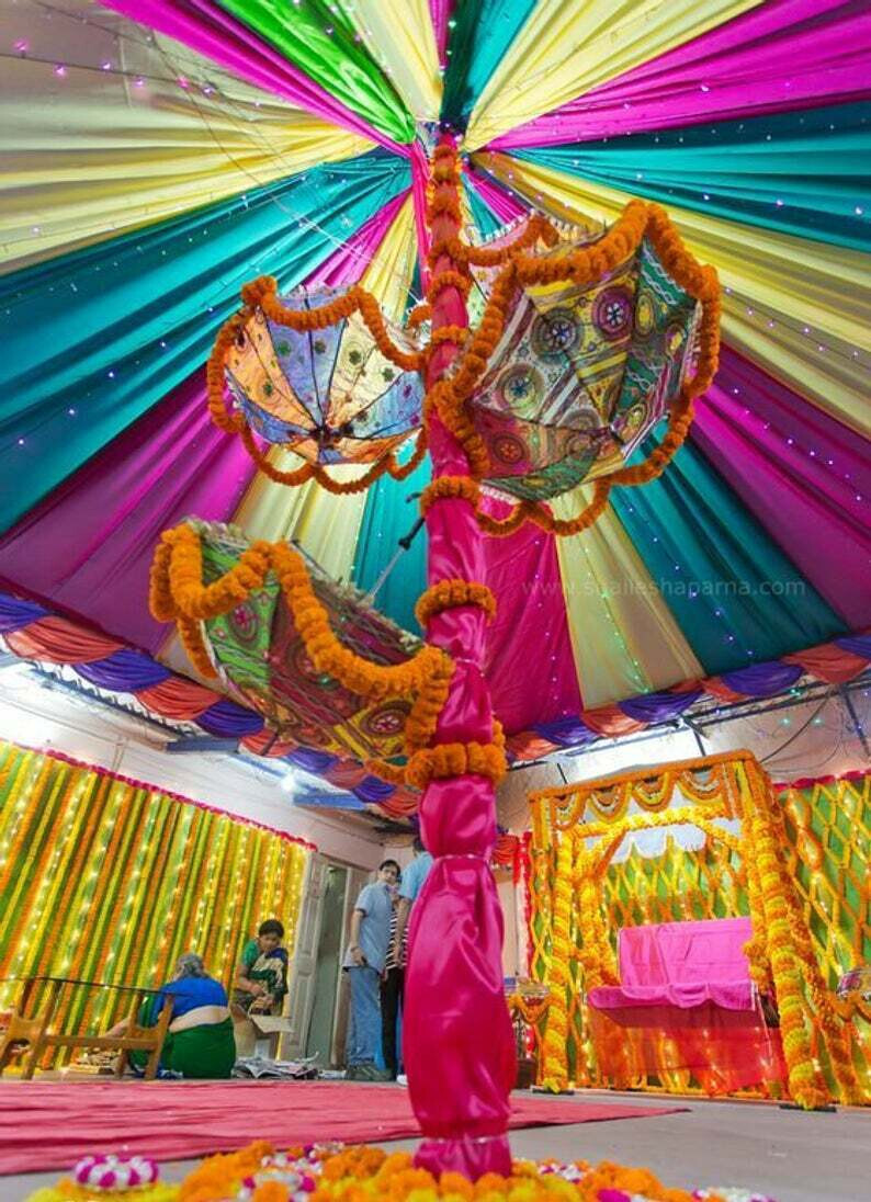 10 Pcs Lot Indian Decorative Wedding Umbrella Vintage Cotton Women Sun Parasols