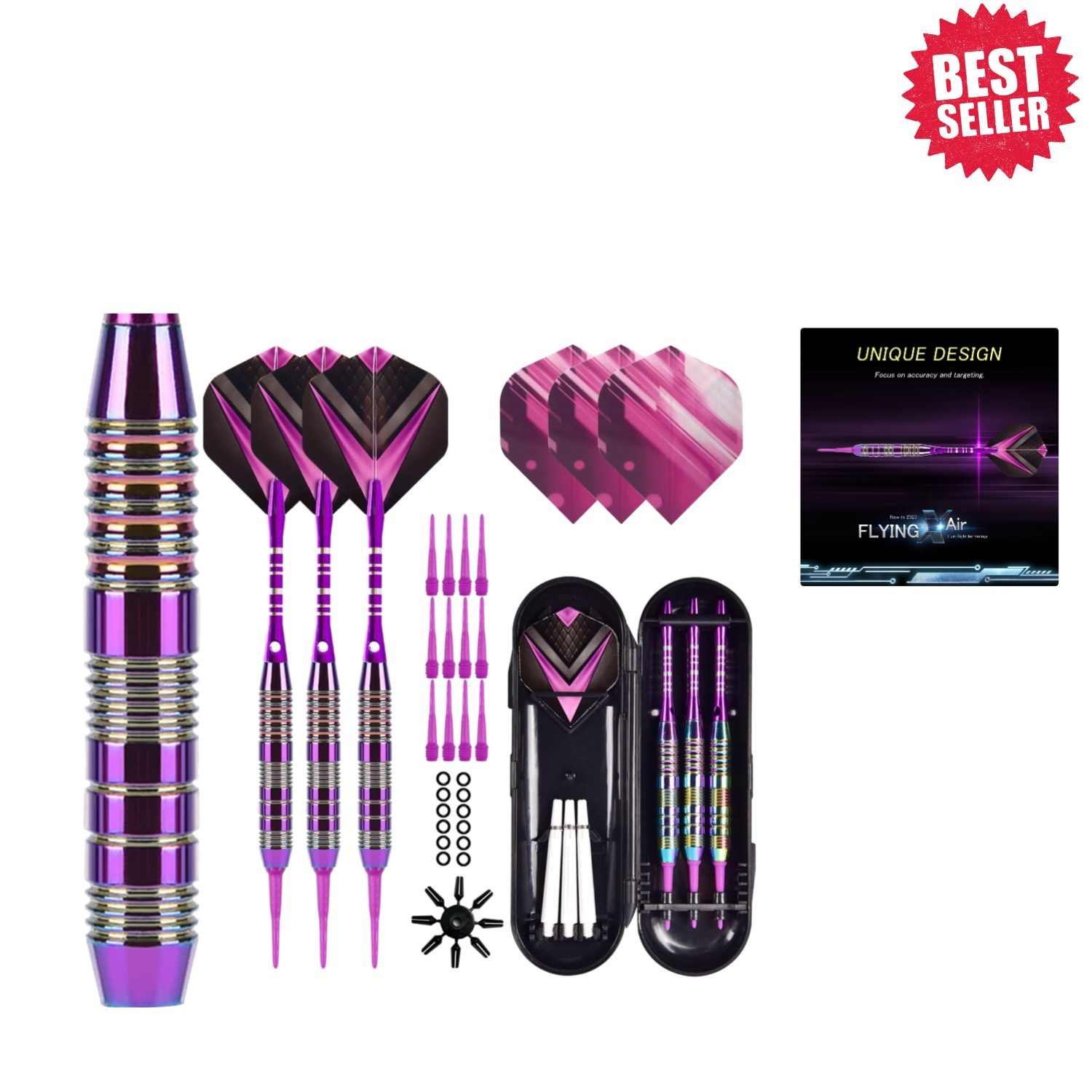 Versatile 3-Piece Soft Tip Darts Set with Aluminum Shafts for Electronic Boards