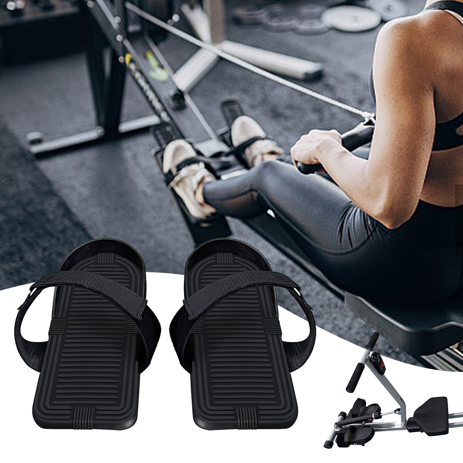 1 Pair Rowing Machine Foot Pedals Replacement Multifunction Portable Non Slip