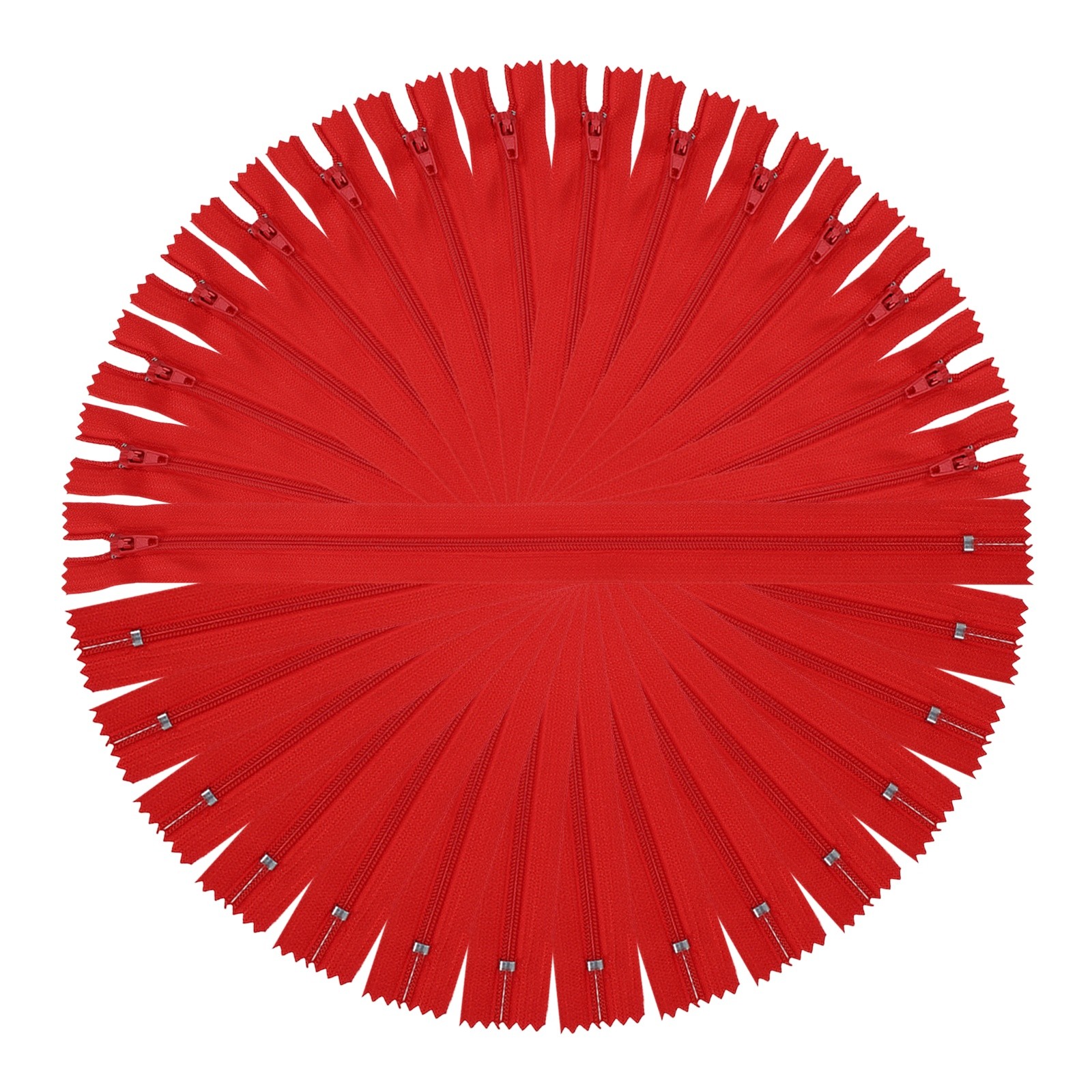 13 Inch Nylon Coil Zippers, #3 Red Sewing Zippers,Pack of 15