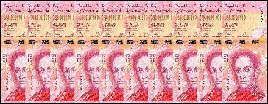 Venezuela 20000 Bolivar Fuerte, 2016, P-99a, UNC X 10 PCS