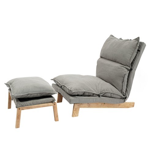Grey Lounge Chair Single Lazy Sofa Leisure Balcony Adjustable Recliner USA