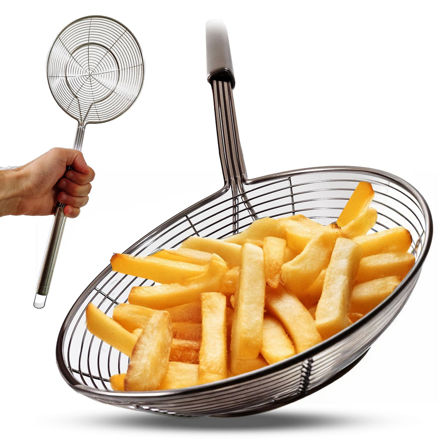 Stainless Steel Spider Strainer Skimmer Ladle Fryer for Cooking and Frying