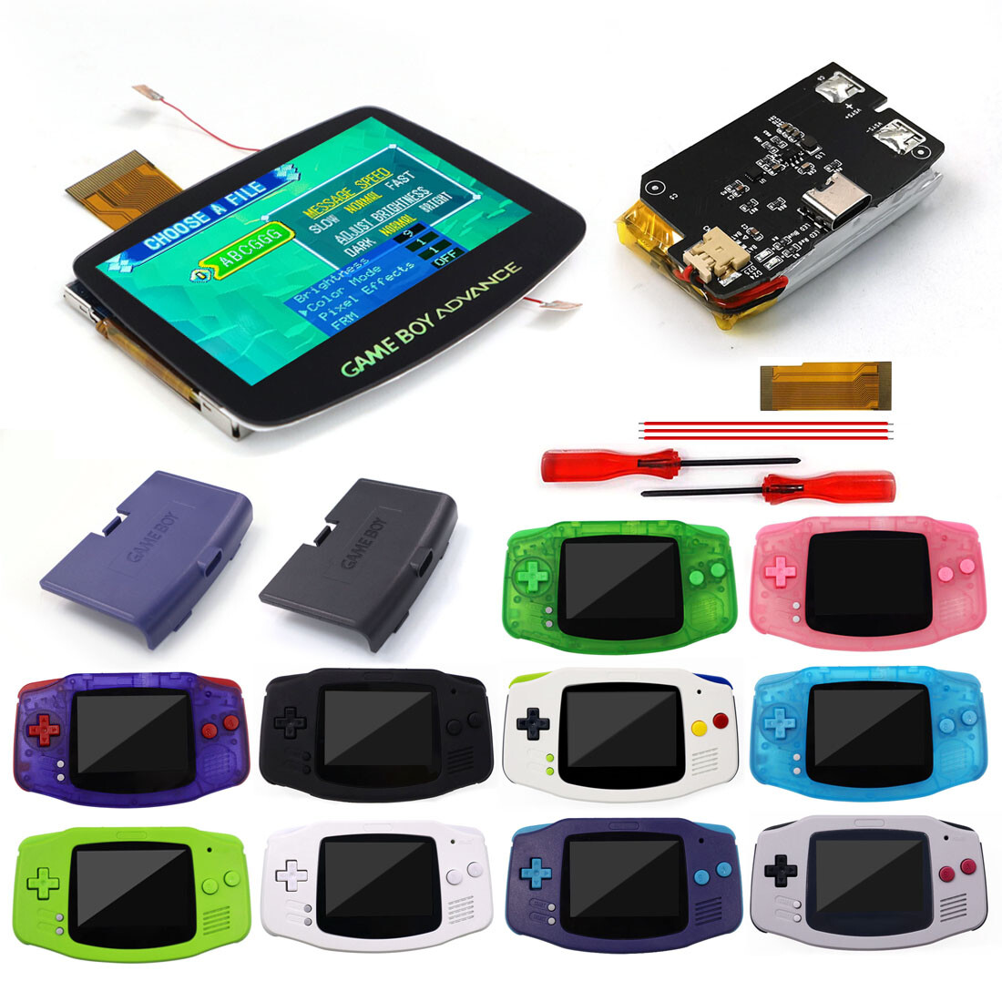 Game Boy Advance V5 IPS Laminated LCD Kits W/1800mAh batteries shell Housing