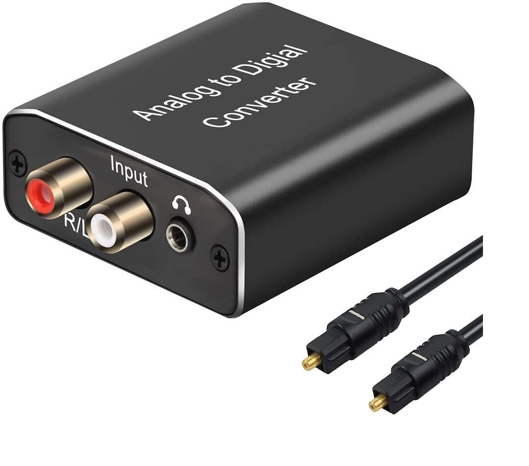 Analog to Digital Audio Converter Aluminum RCA to Optical with Optical Cable