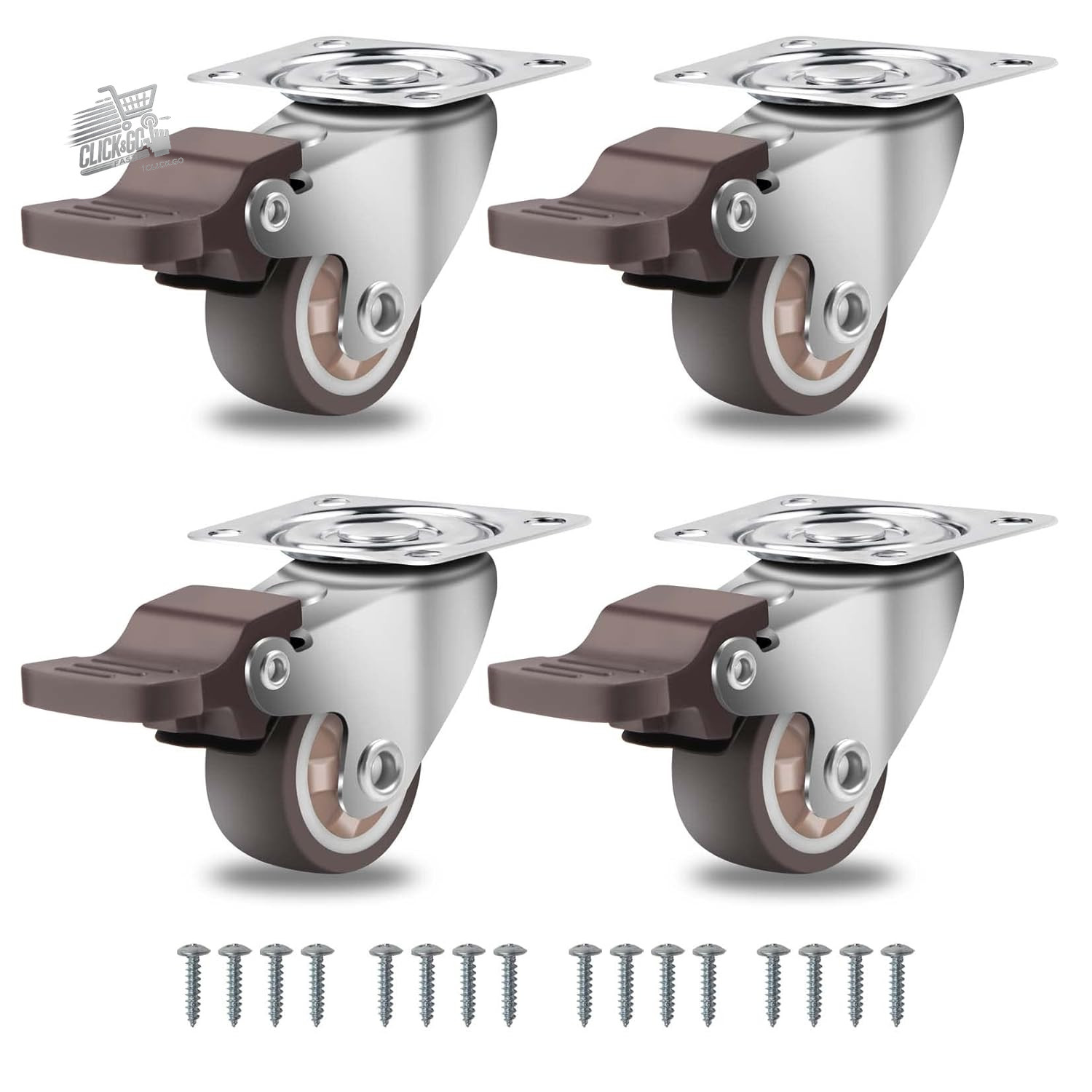 25mm furniture wheels with 4 brakes, capacity 45kg 360 degree swivel wheels, G