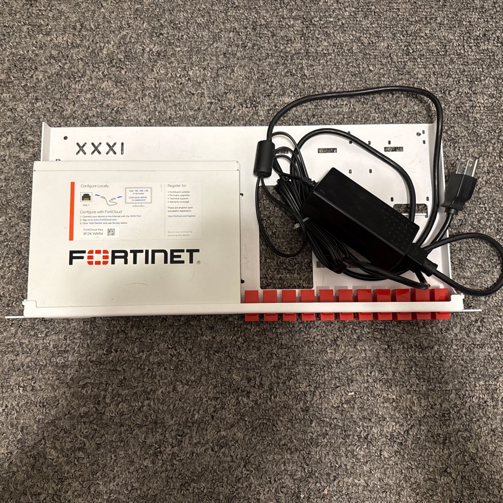 Fortinet Fortigate 60E Network Security Firewall w/ RM-FR-T10 Rack Mount Kit