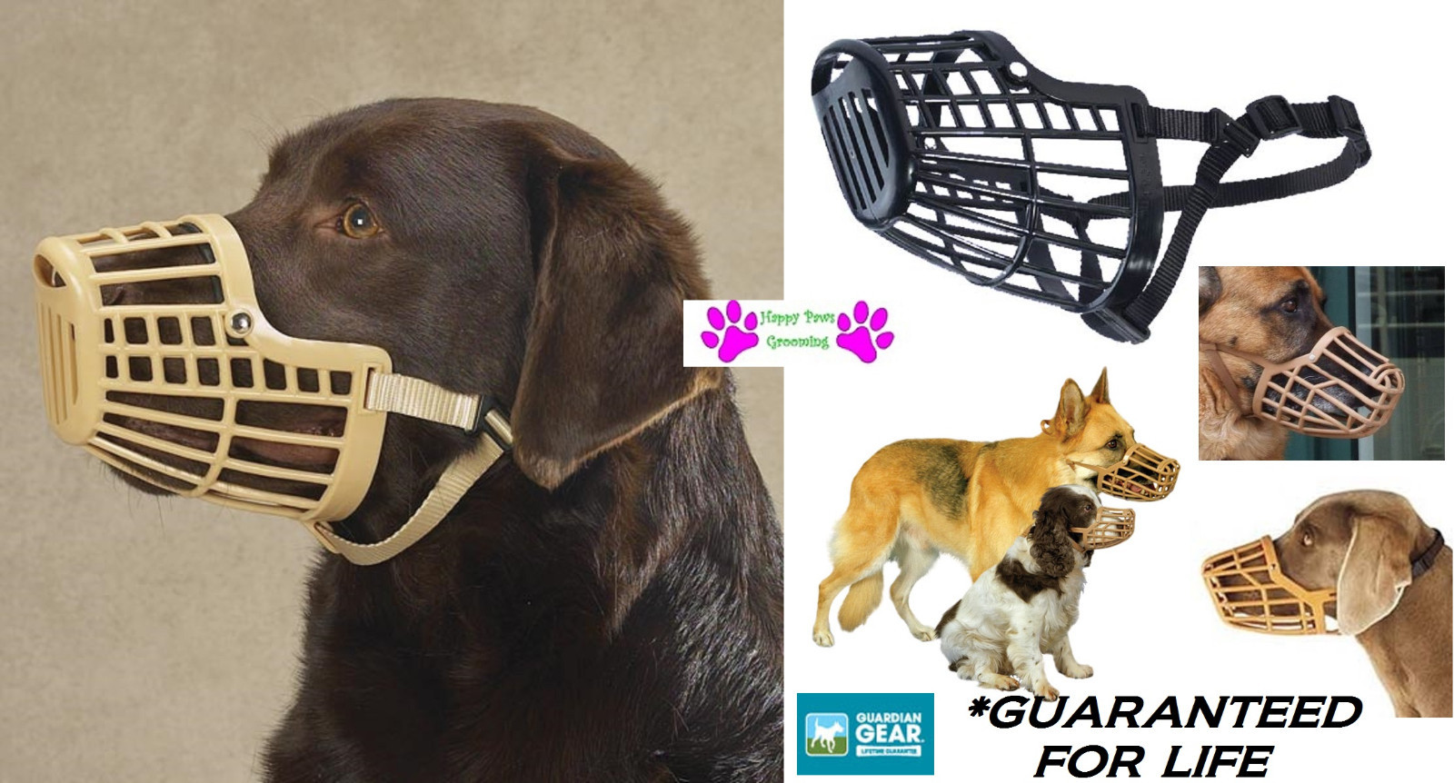 DOG NO BITE Quick Fit/Release AdjustableTraining Safety HEAVY DUTY BASKET MUZZLE