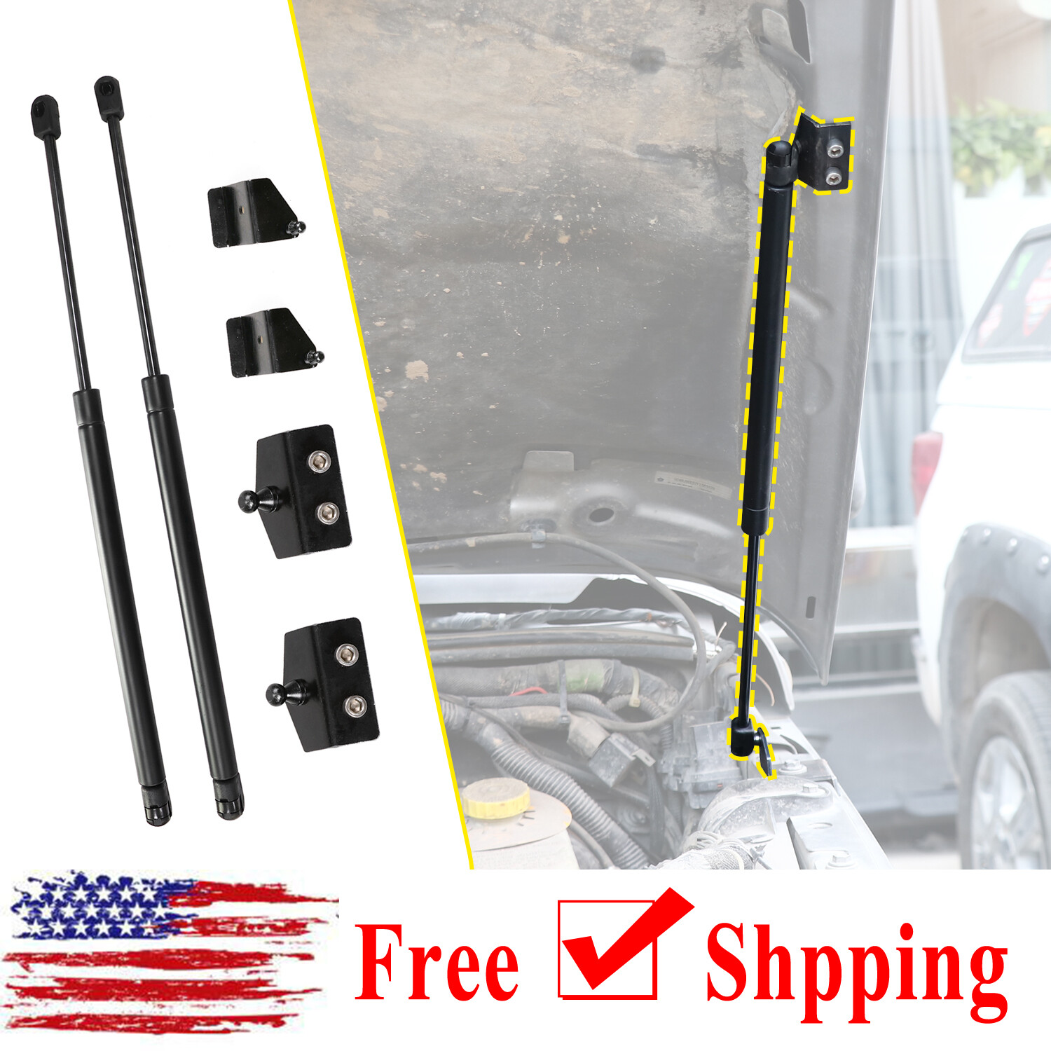 Front Hood Lift Support Strut Shock Hydraulic Rod For Jeep Wrangler JK 2007-2017