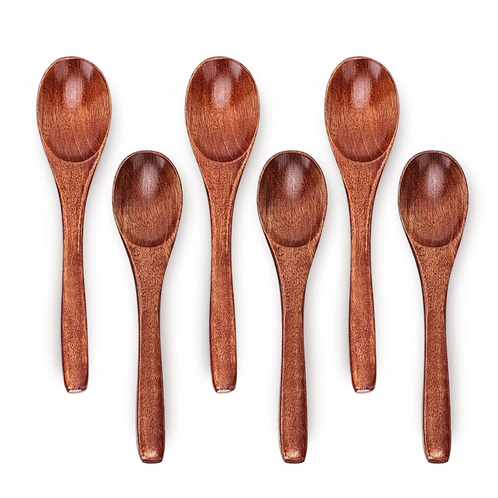 6in Wooden Spoons Set, 6PCS Small Utensils for Coffee, Tea, Jam, Sugar & More