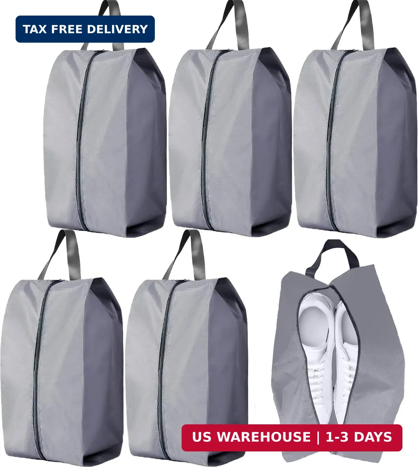 5Pcs Large Travel Shoe Bags Portable Travel Gifts Shoe Organizer with Zipper Clo