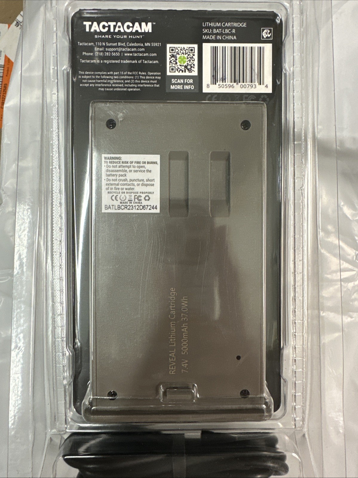 Tactacam Lithium Cartridge Replacement Battery - BAT-LBC-R