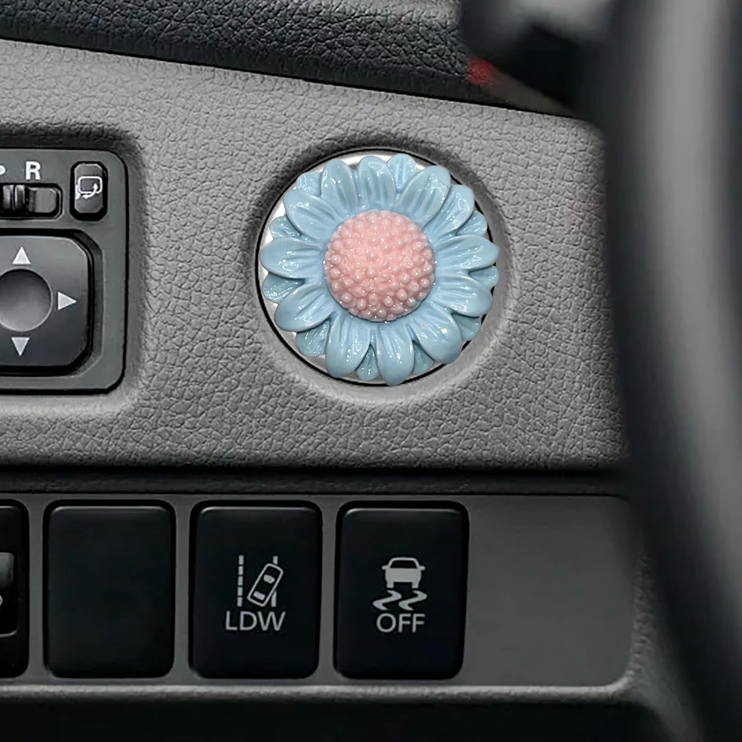 Push to Start Button Cover，Engine Start/Stop Resin Flower Starter Cover (For Dec