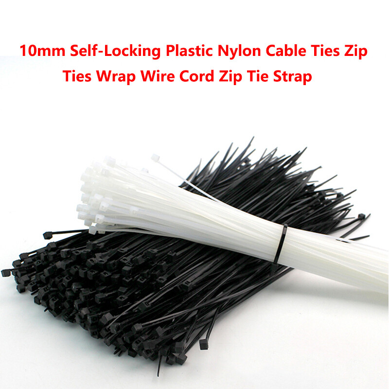 10mm Self-Locking Plastic Nylon Cable Ties Zip Ties Wrap Wire Cord Zip Tie Strap