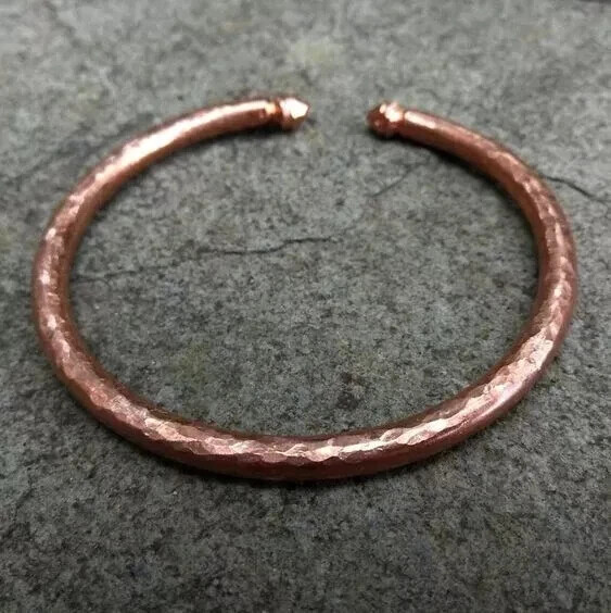 1 Pc Pure Copper Bangle, Unisex Cuff Bracelet, Hammer Healing Bangles Adjustable