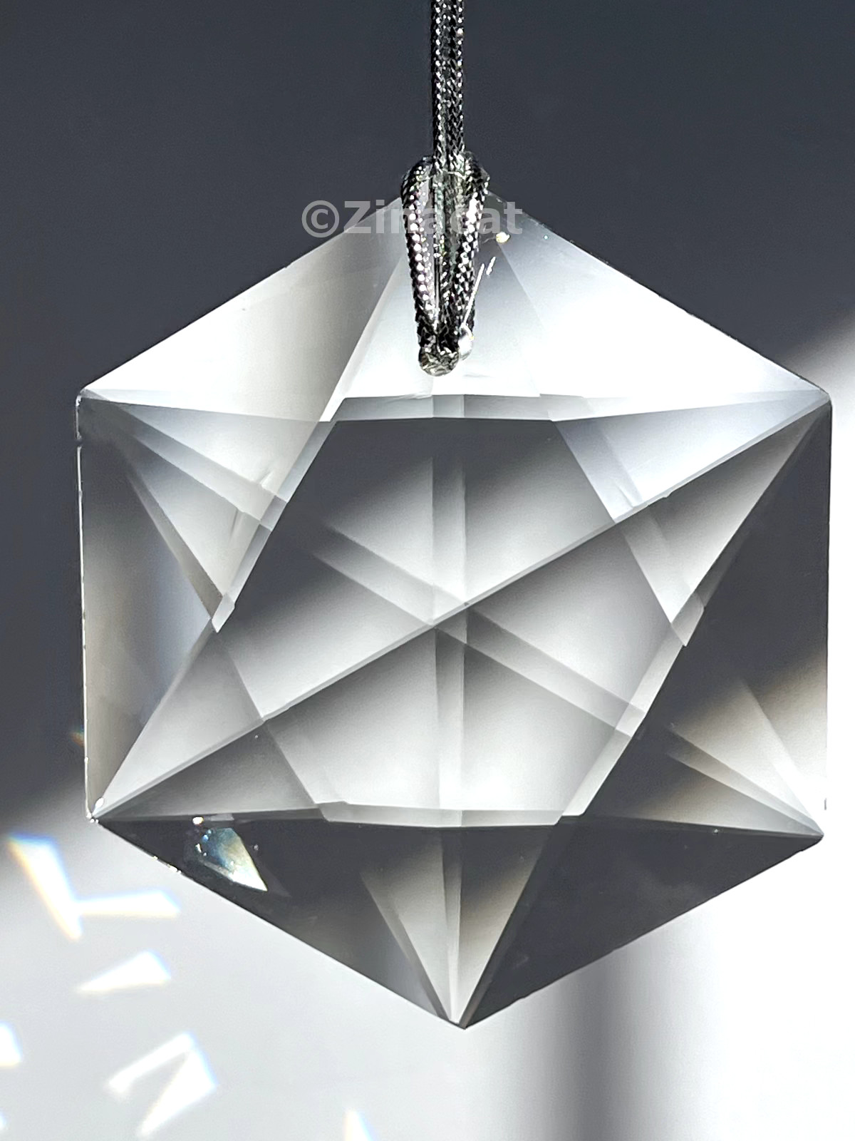 Huge 100mm Six Pointed Star Hexagon Clear Crystal Pendant Suncatcher 3-15/16"