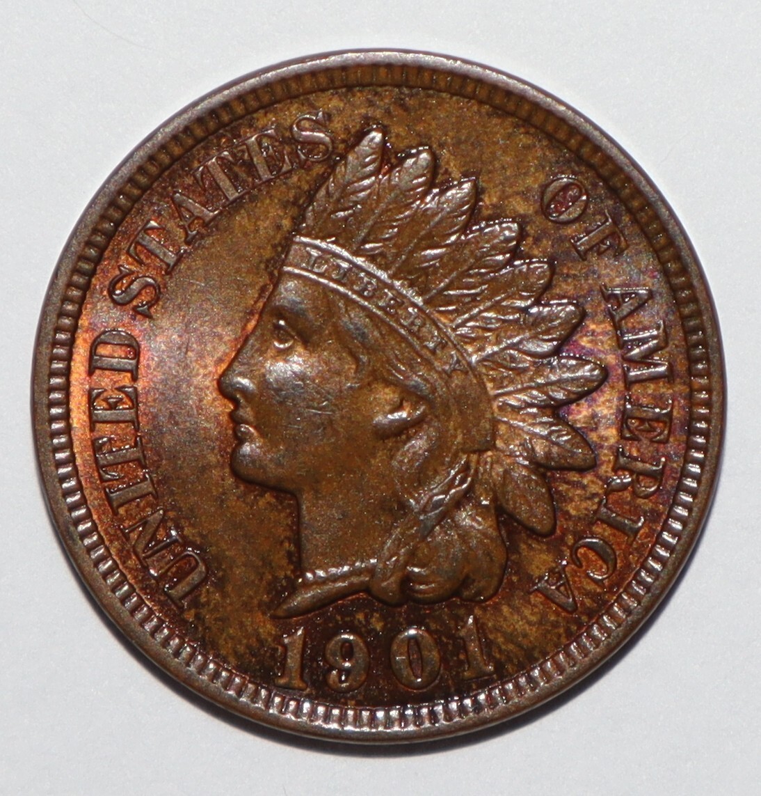 1901 Indian Head Cent BN / RD 4 DIAMONDS CHOICE BU (Y173)
