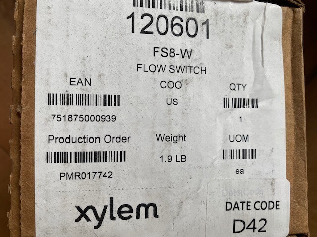 Xylem / McDonnell & Miller FS8-W Flow Switch 120601 (NEW)