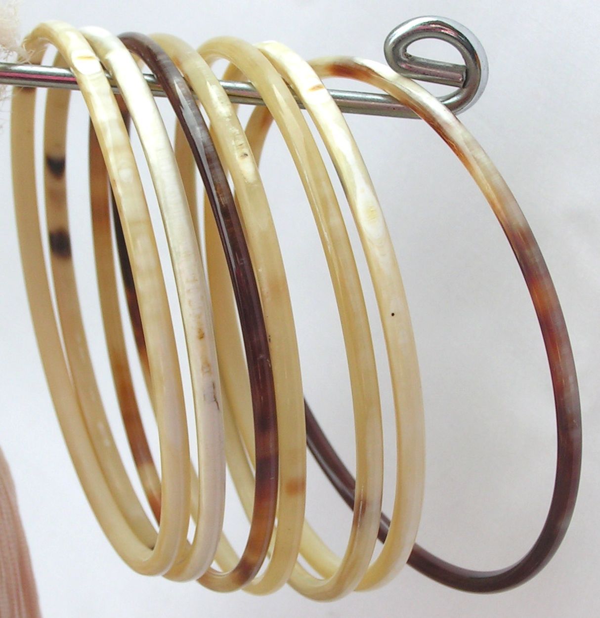 Set of 7 HANDMADE HORN BRACELETS and CHAIN BRACELET