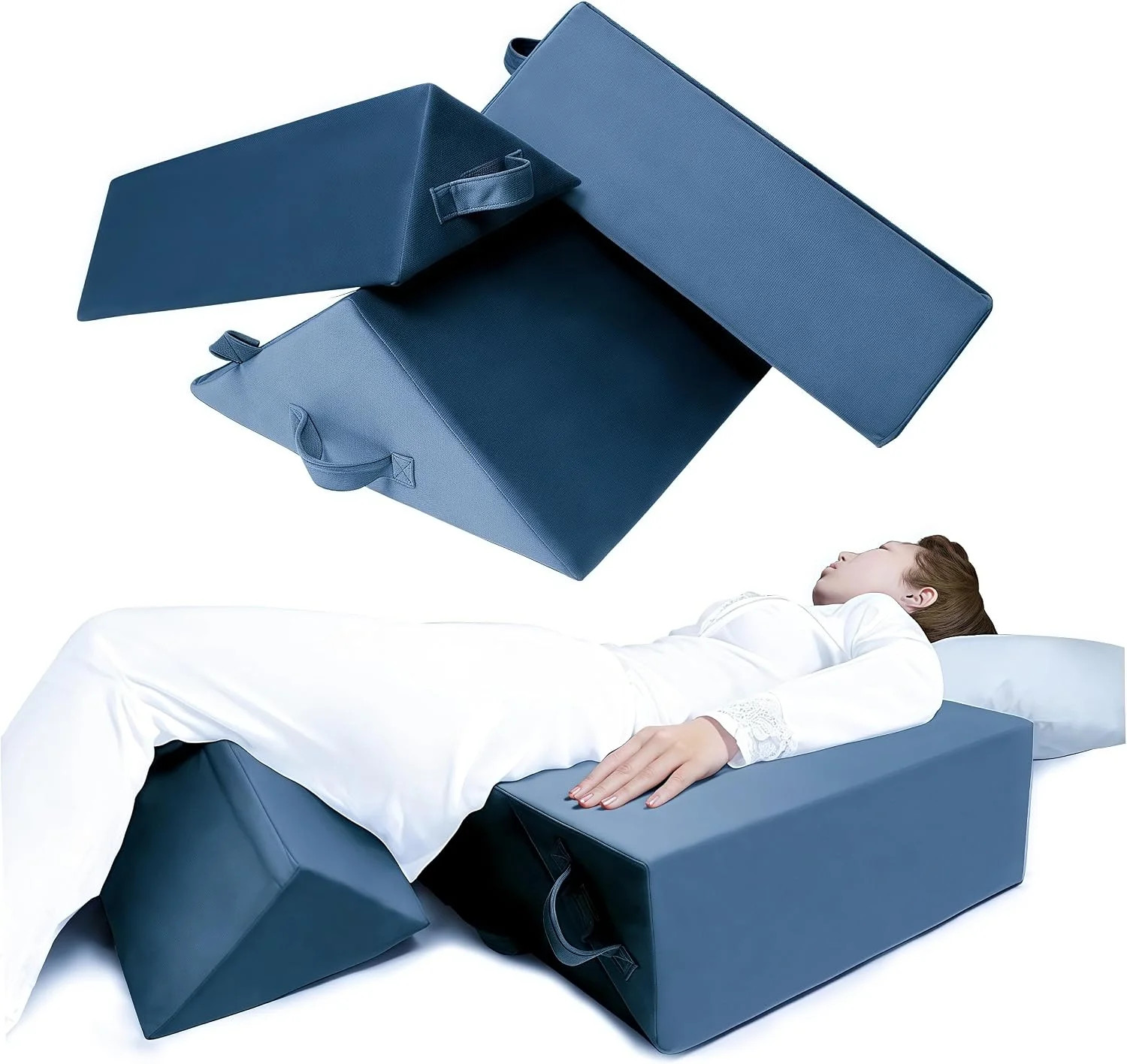 Positioning Wedge Pillow Set, 3-Piece Bed Wedge and Body Positioner for Adults,