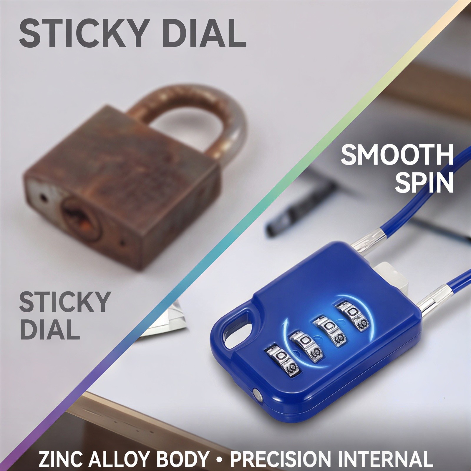 12Pcs Combination Cable Padlock with 7.9" (20cm) Flexible Cable, Blue