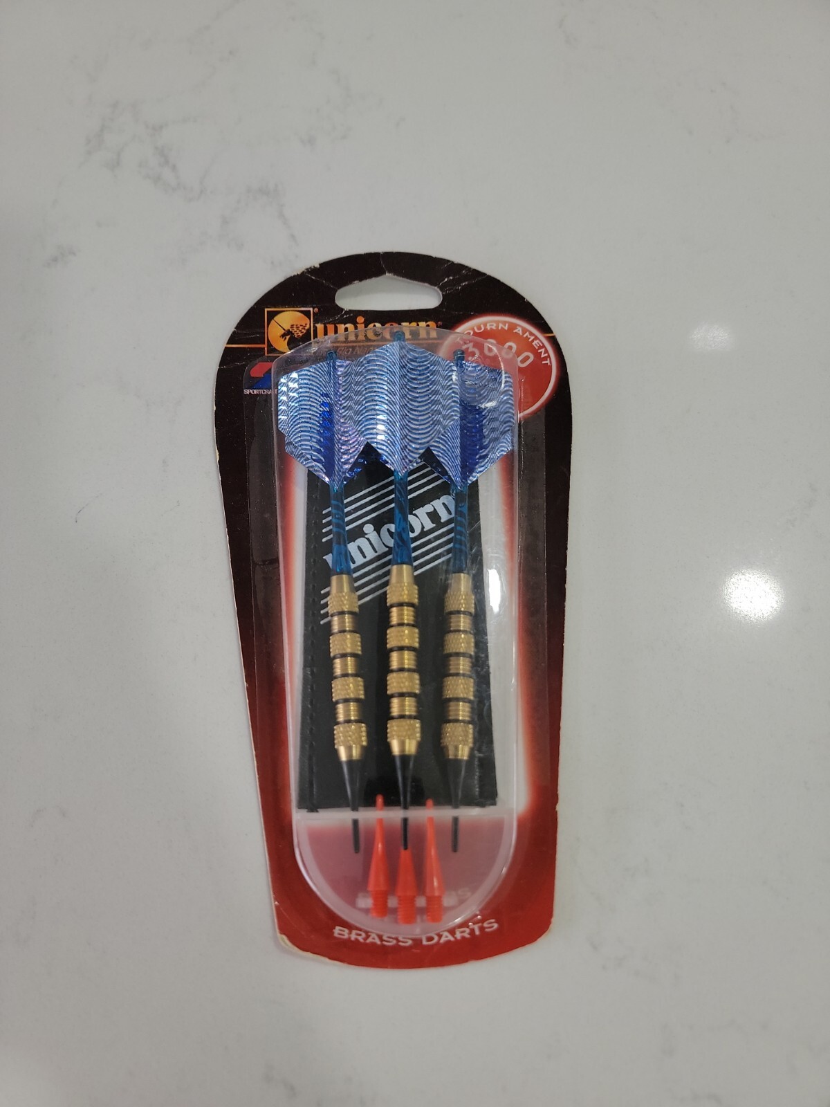 Unicorn Tournament 3000 Brass Darts Soft Tip Holo Blue Flights New Sportcraft