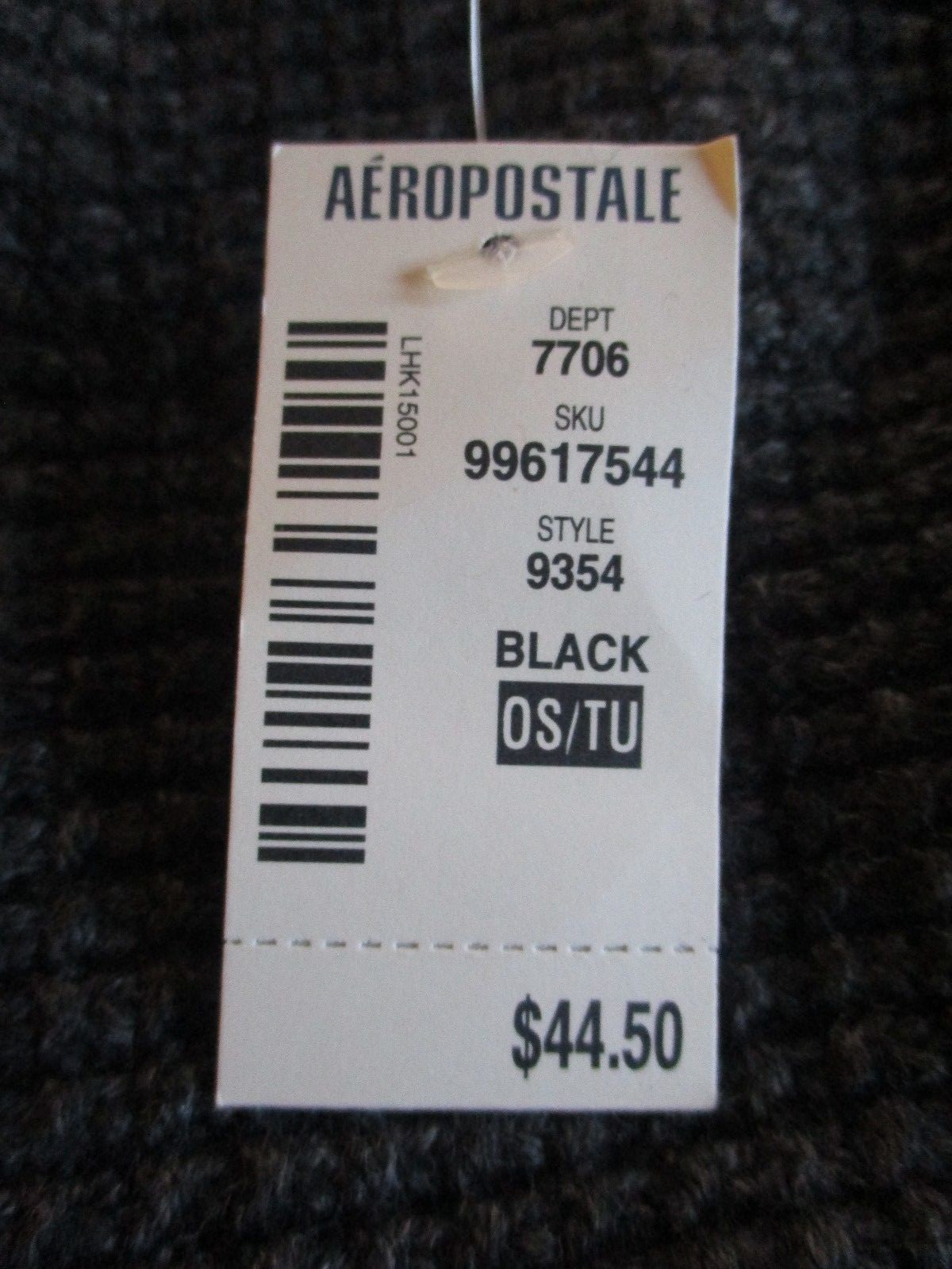 MENS AEROPOSTALE BLACK CHARCOAL WINTER SCARF